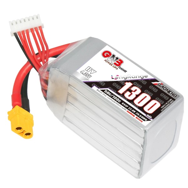 GAONENG GNB 1300MAH 22.8V HV 6S 50C 100C HV XT60 LiPo batteria Soft Pack a lungo raggio FreeStyle FPV DRONE LiHV ad alta tensione